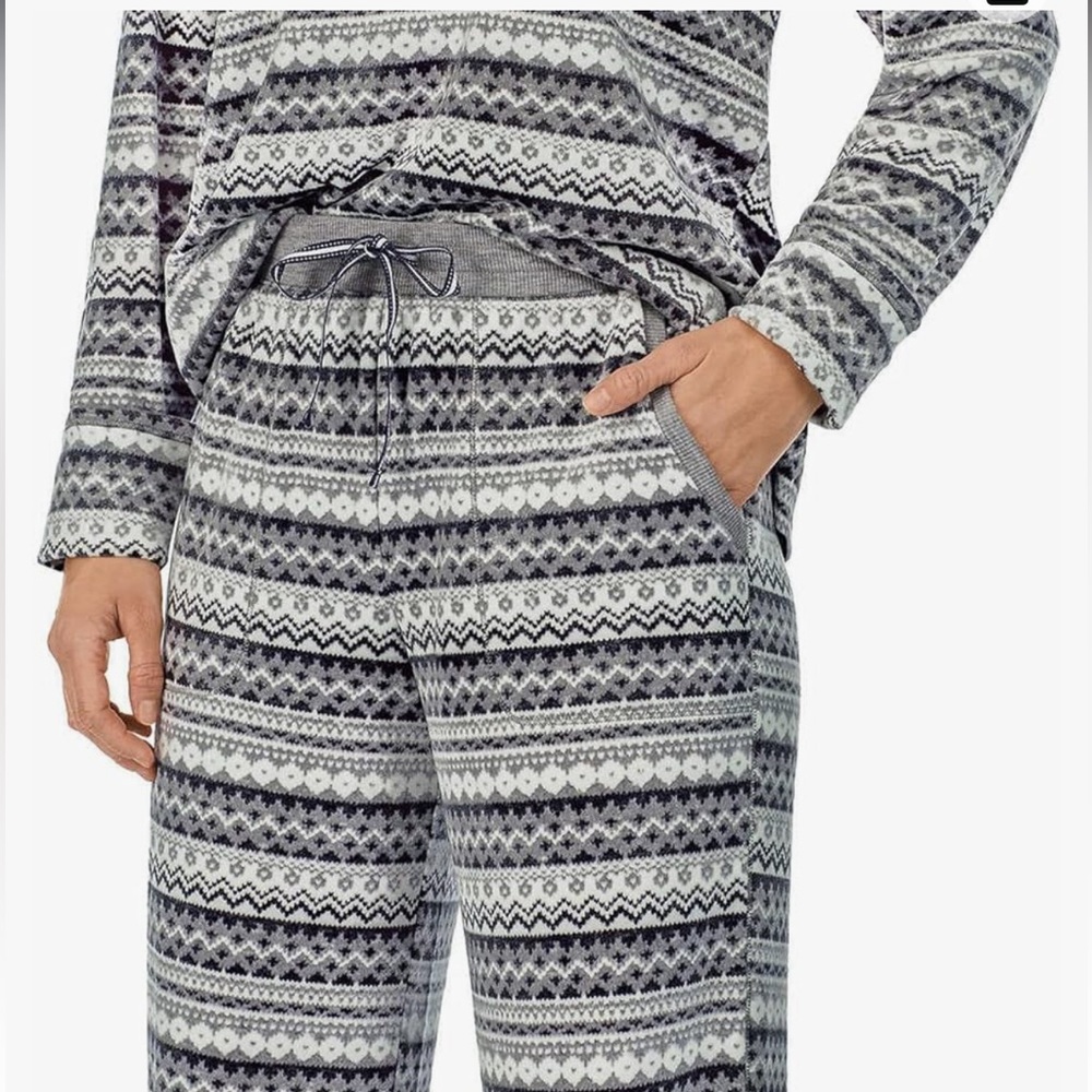 Nautica Ladies' 2-Piece Silky Stritch Fleece Sleepwear PJ Set Grey Size M - Picture 5 of 14